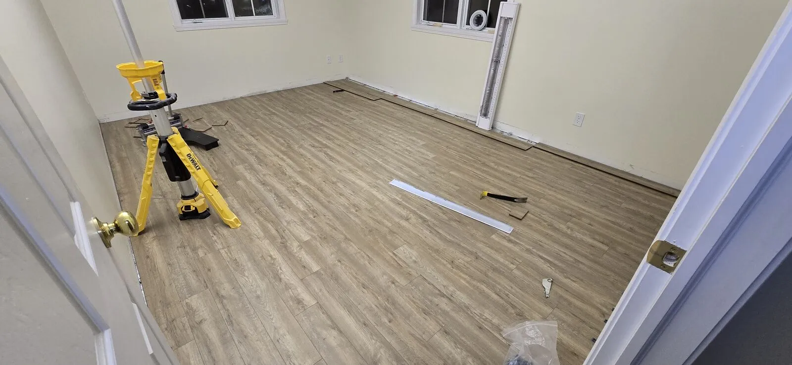 Laminate flooring throughout — finished