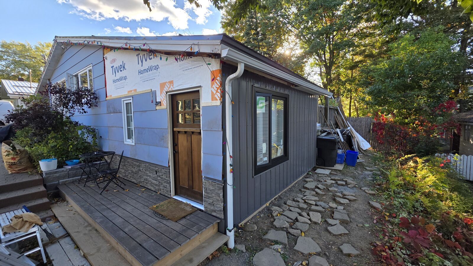 Home addition: exterior cladding