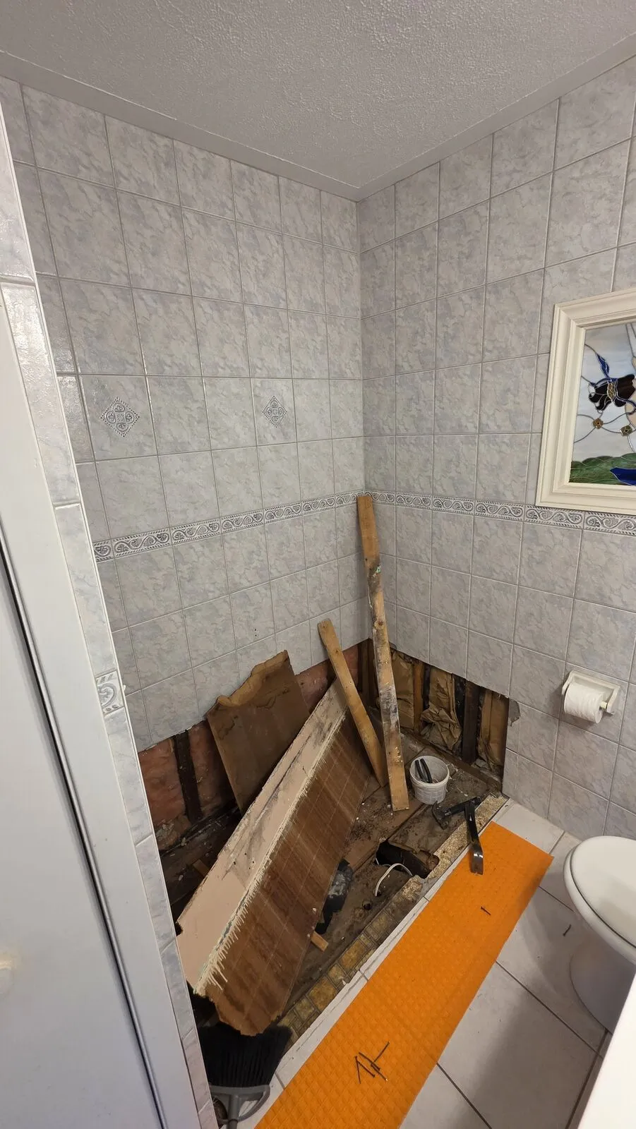 Walk-in bathtub installation — before