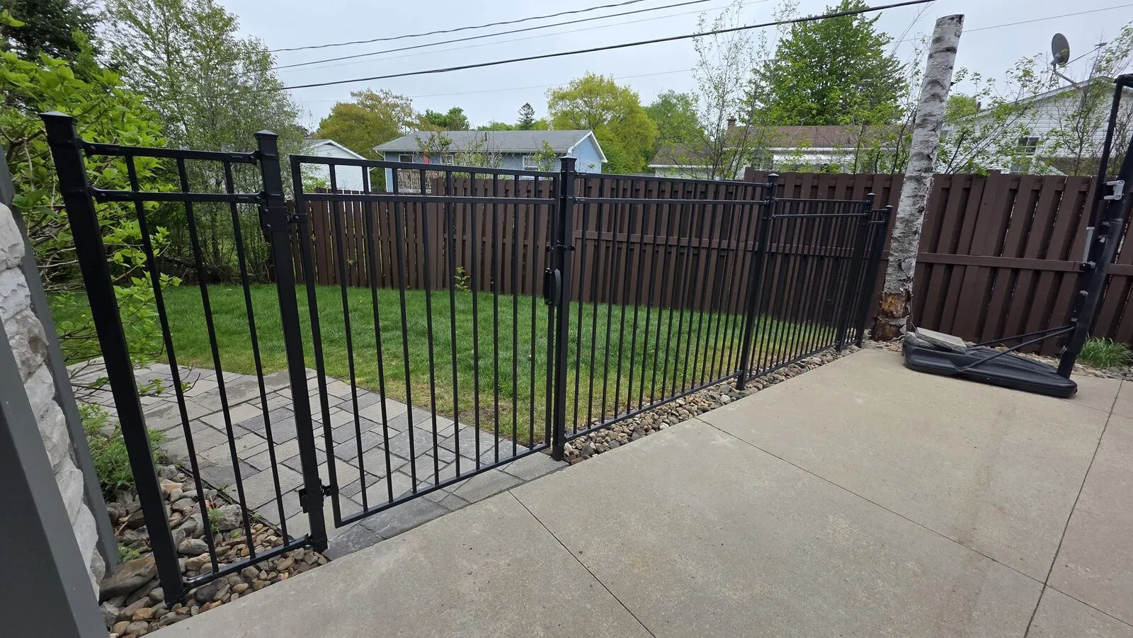 Black metal fence and gate