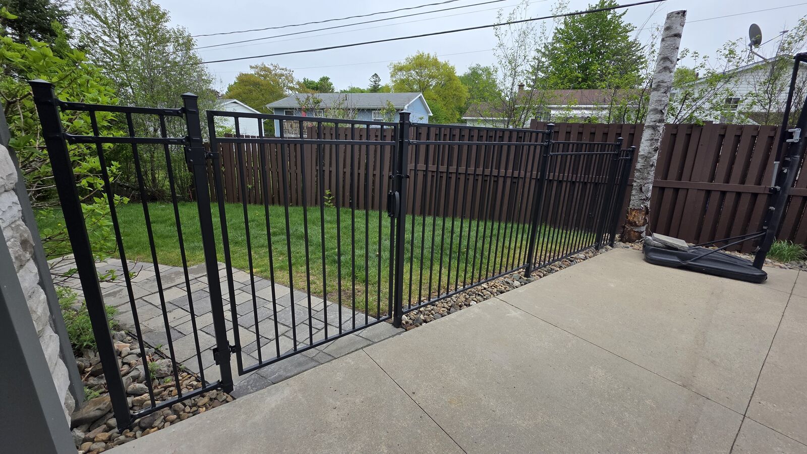 Black metal fence and gate