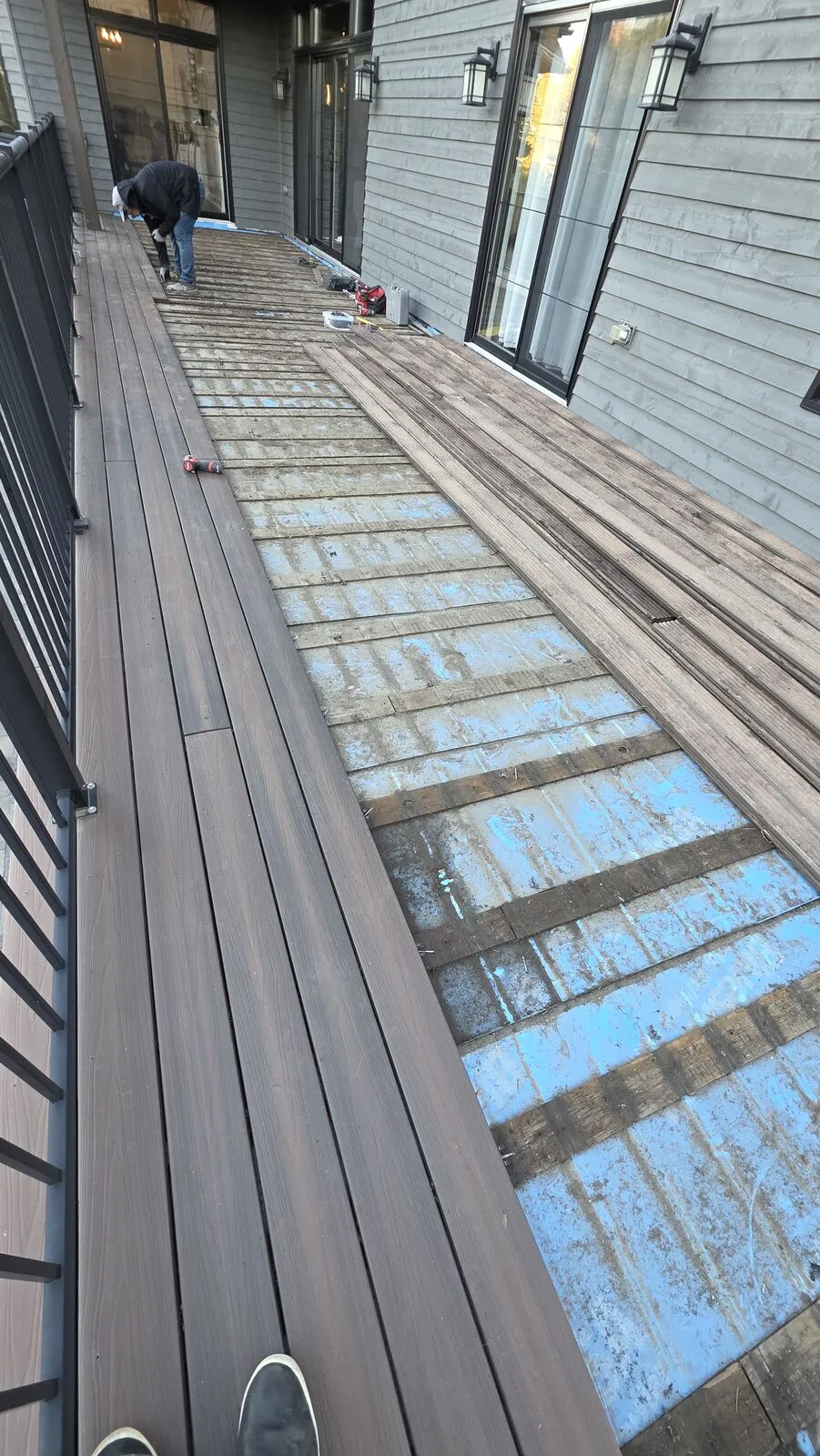Upper deck rebuild with waterproof membrane — work in progress (3)