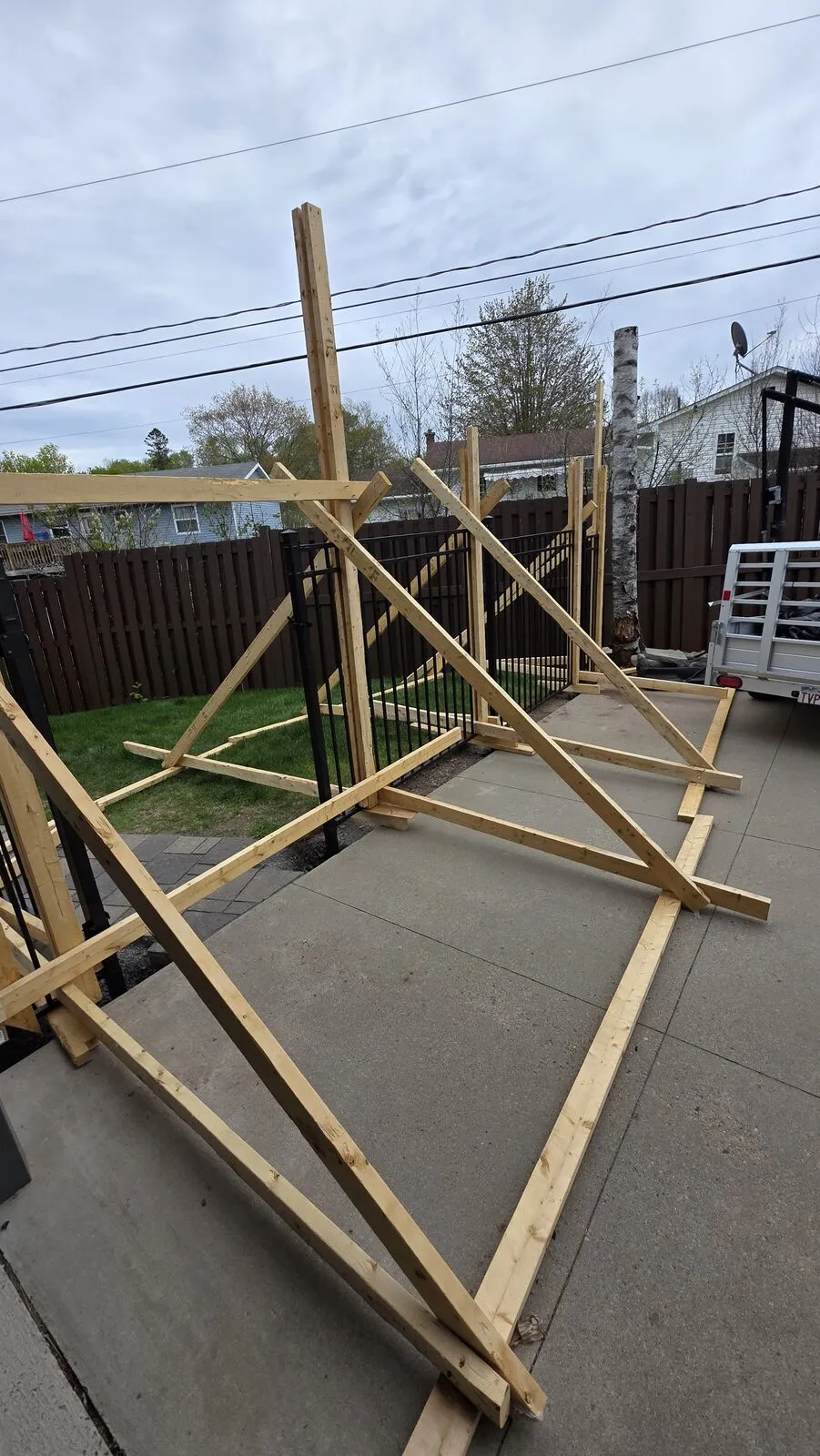 Black metal fence and gate — work in progress (3)