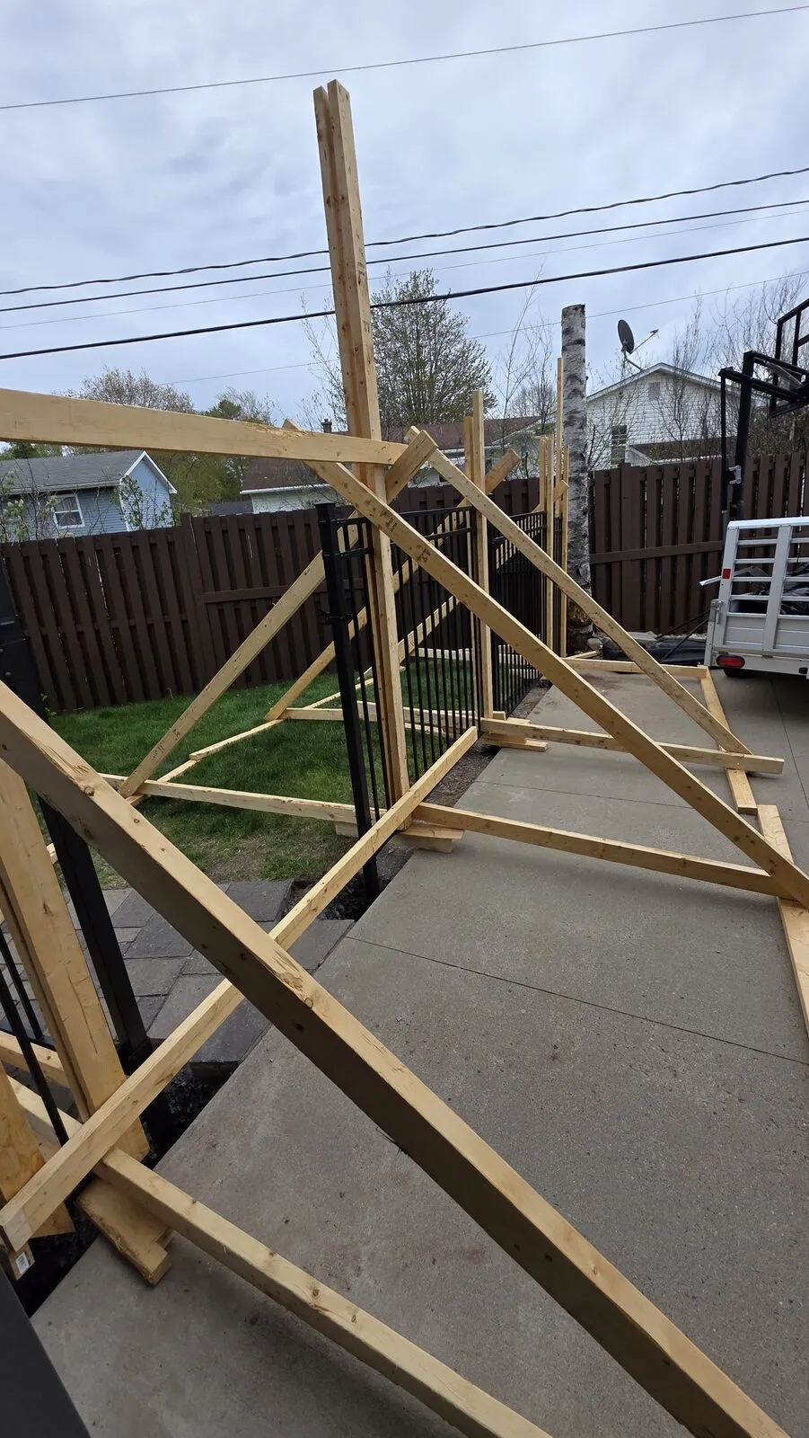 Black metal fence and gate — work in progress (4)