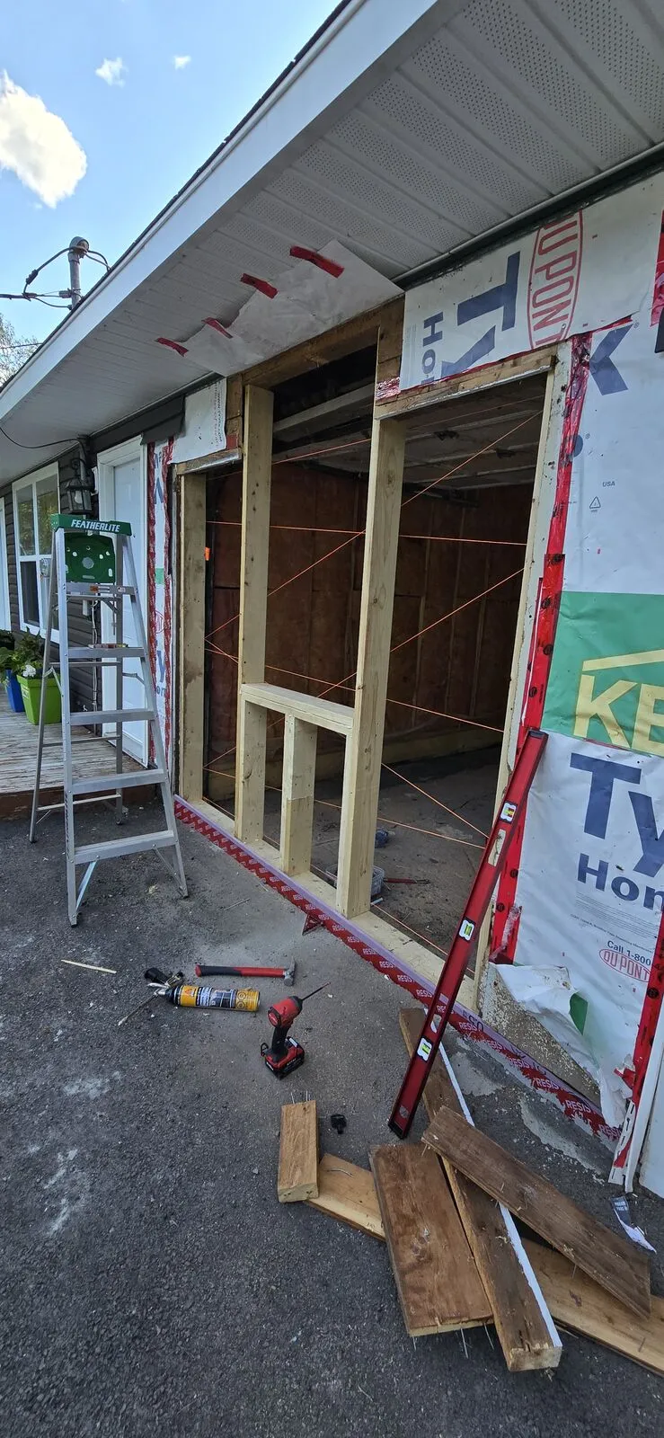 Garage converted to a living space, with new siding — work in progress (6)