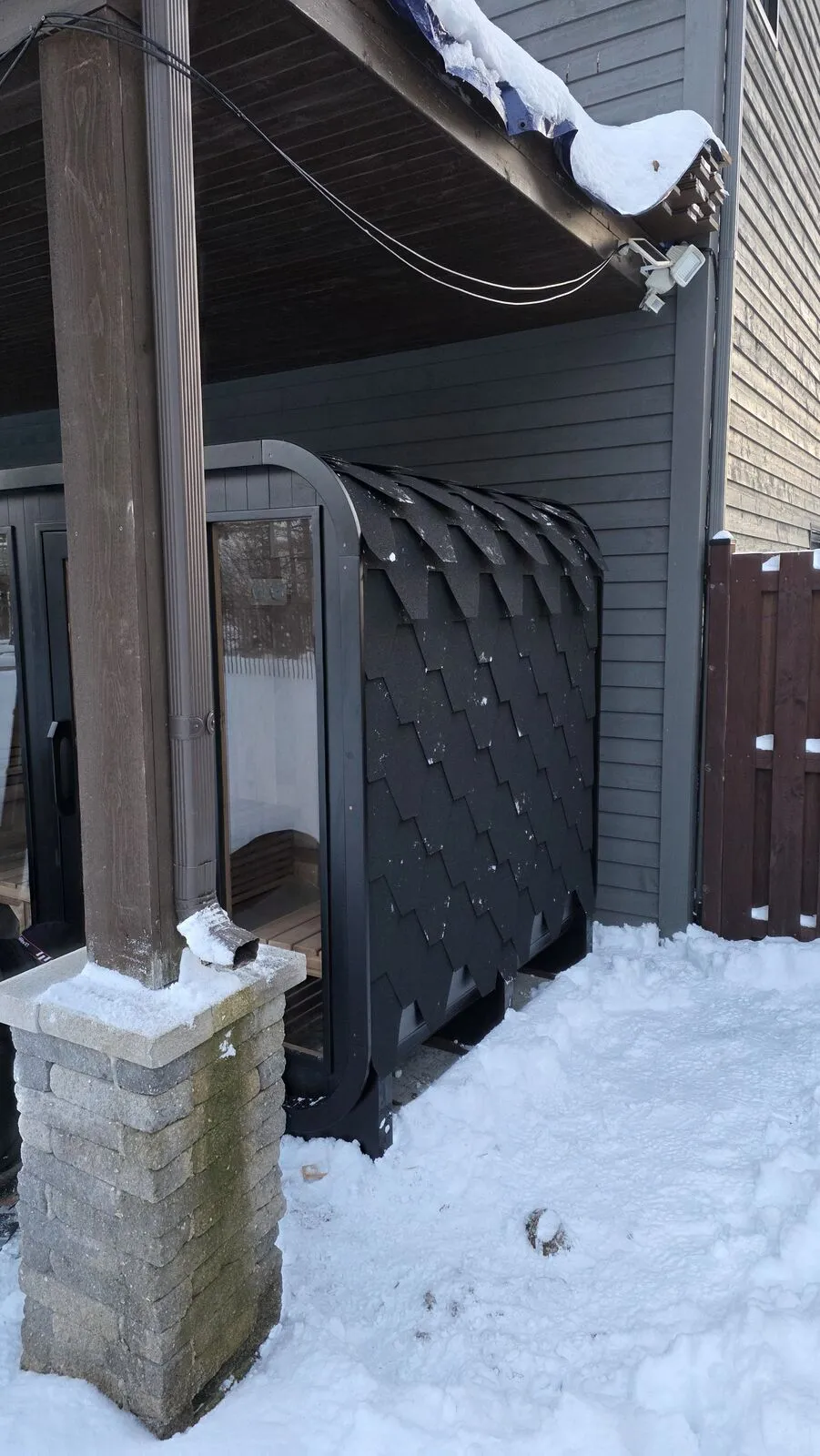 Backyard sauna under the covered patio — work in progress (7)