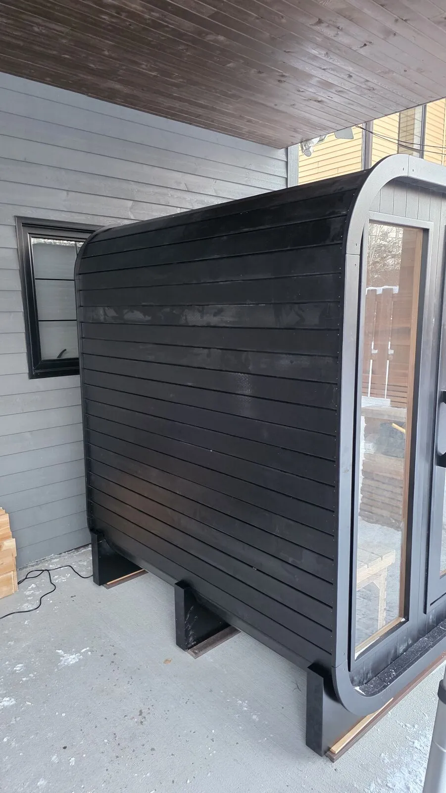 Backyard sauna under the covered patio — work in progress (8)