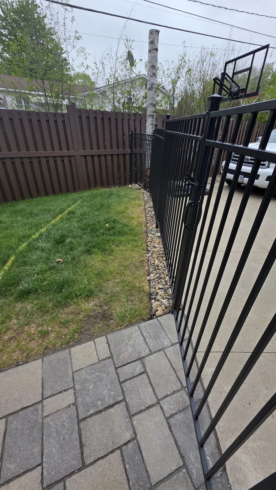 Black metal fence and gate — work in progress (8)