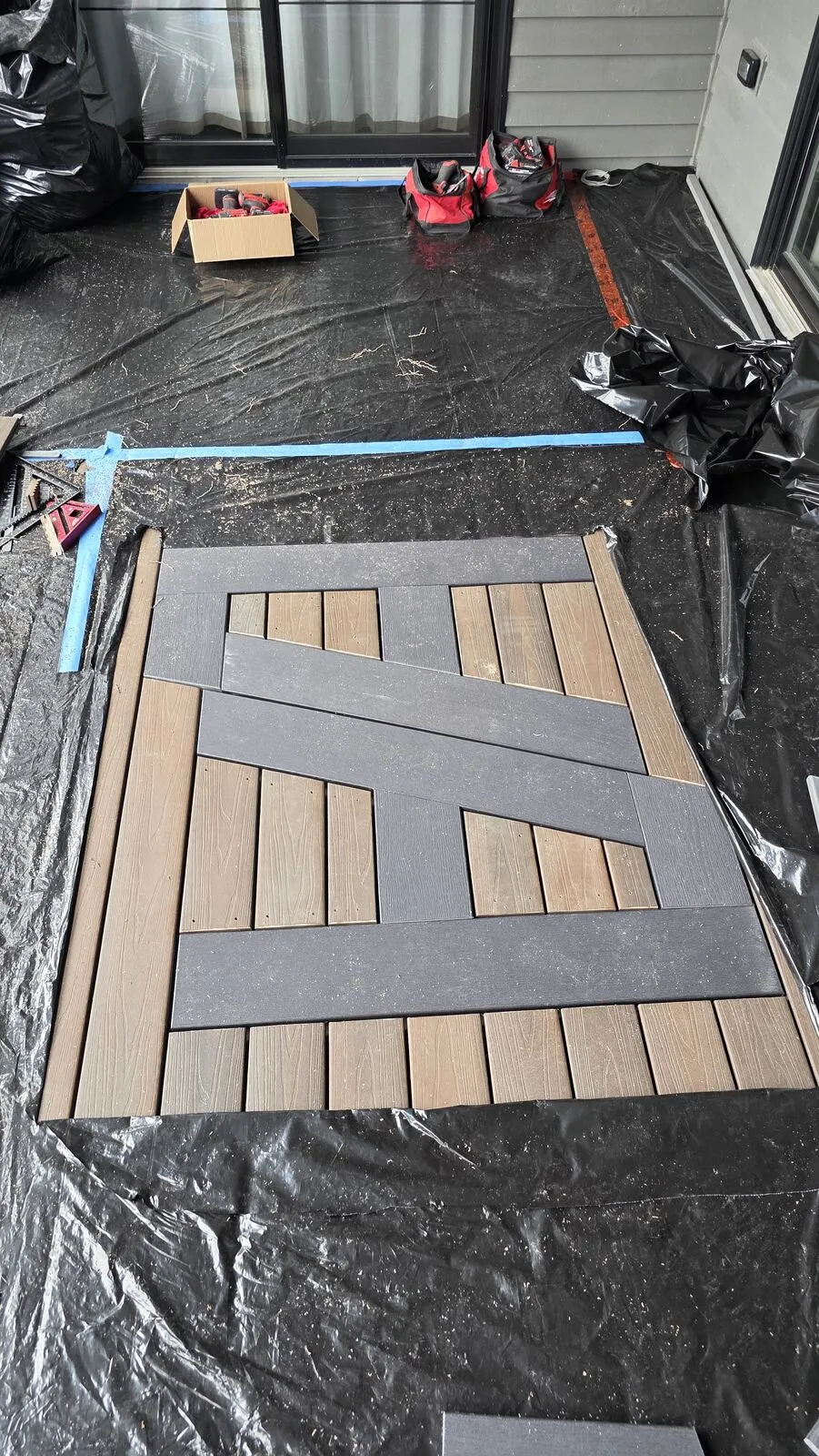 Pool deck with herringbone inlays & LED lighting — work in progress (11)