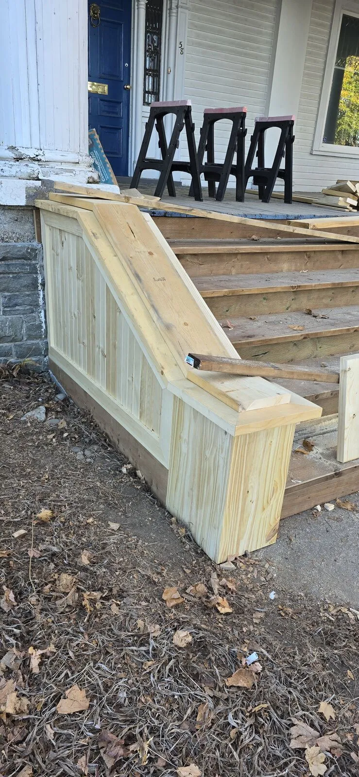 Front porch stairs with LED step lighting — work in progress (12)