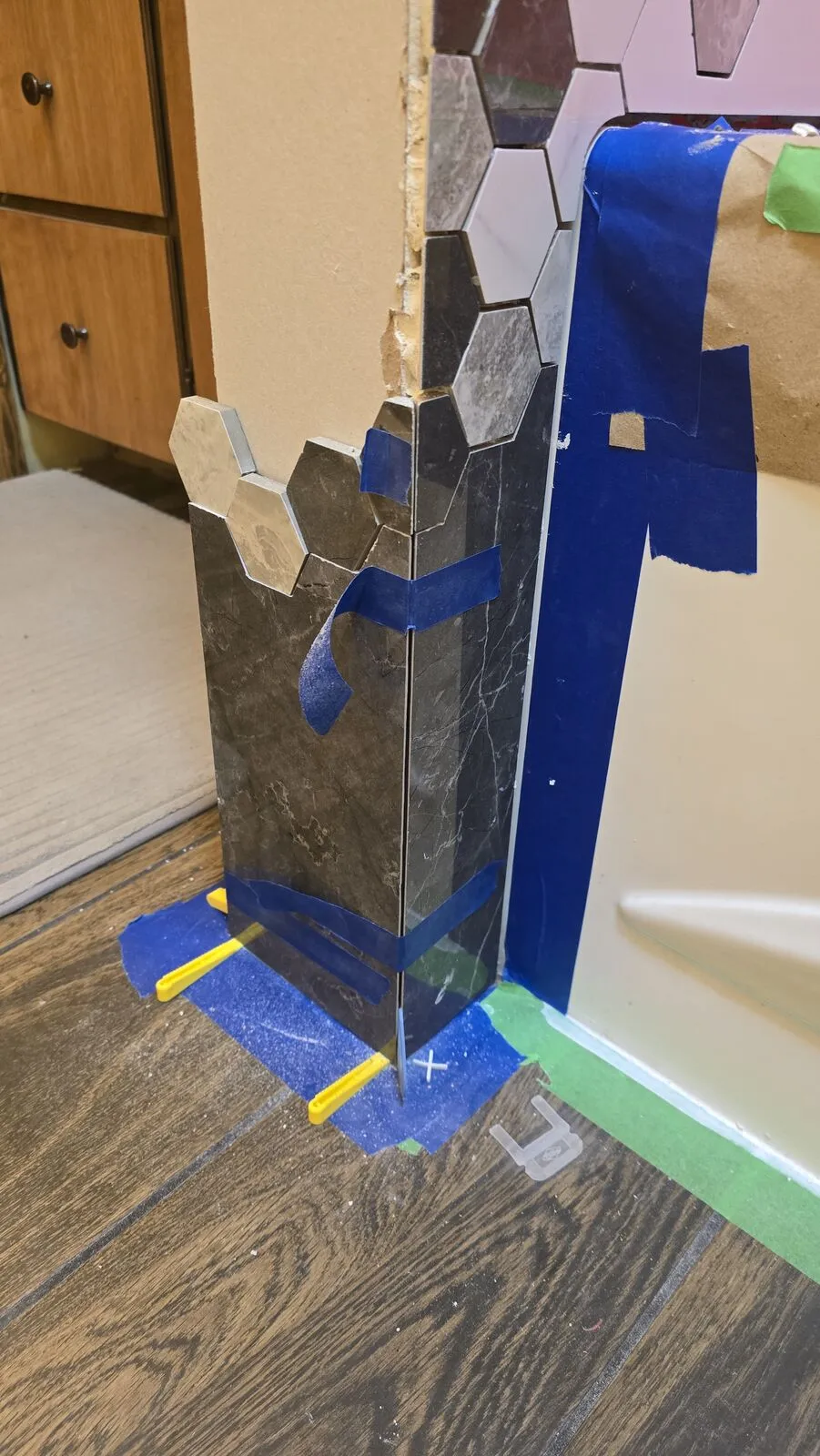 Bathroom remodel: tub surround, niches and hex accent — work in progress (15)